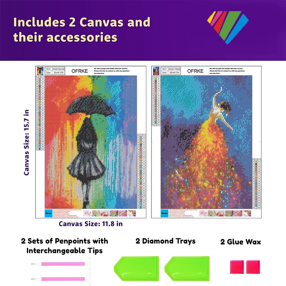 2-Piece DIY 5D Diamond Art Set for Adults or Children, Full  display picture 1