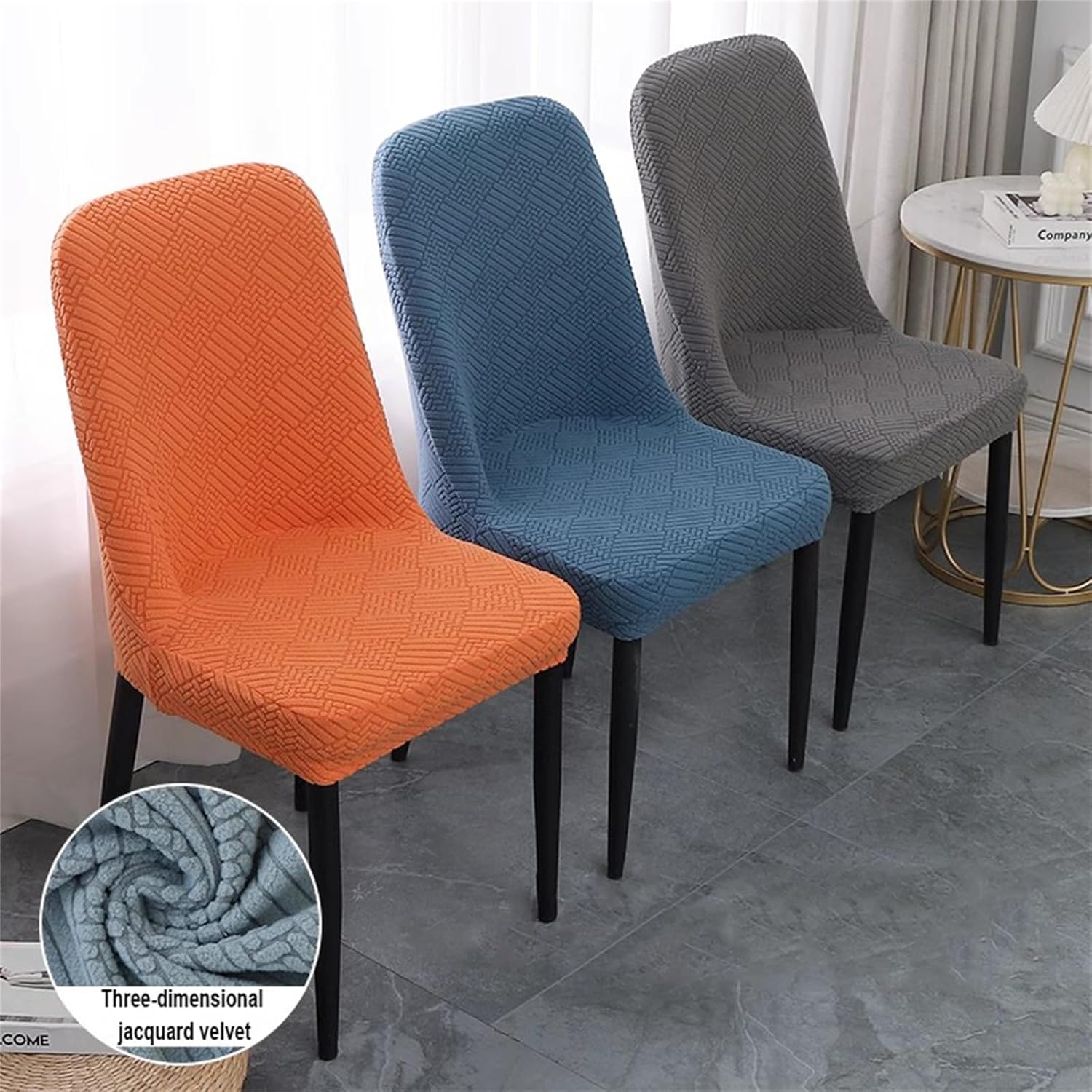 Home Curved Stretch Chair Covers Dining Chair Cover Kitchen Chair Slipcovers Protector Soft Stretch Modern Accent Chair Slipcover for Living Room and Bedroom,Light Blue,4pcs