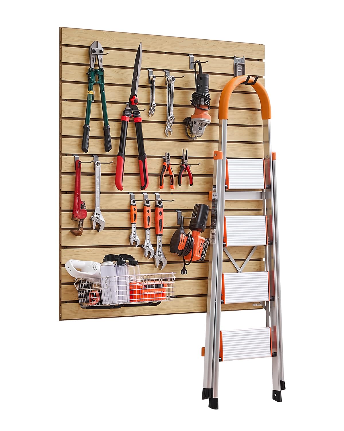 VEVOR Slat Wall Paneling, 4 x 4ft, MDF Garage Slatwall with Modular Design, Natural Slat Wall Easy-to-Install Adjustable Slatwall Panel with Coupling