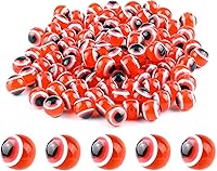 Vista 1 de Savita 100 cuentas rojas de ojo malvado, cuentas de resina hechas a mano para hacer pulseras, collares, joyas (0.4 pulgadas)