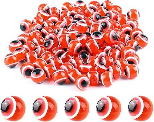 Savita 100 cuentas rojas de ojo malvado, cuentas de resina hechas a mano para hacer pulseras, collares, joyas (0.4 pulgadas)