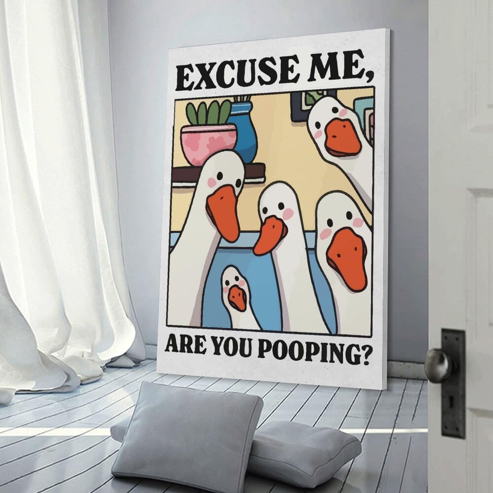 Junmoney Excuse Me, Are You Pooping Wall Art Print, 24x36inch(60x90cm), for Office, Study Or Home Workspace, Decorative Artwork for Productive Spaces
