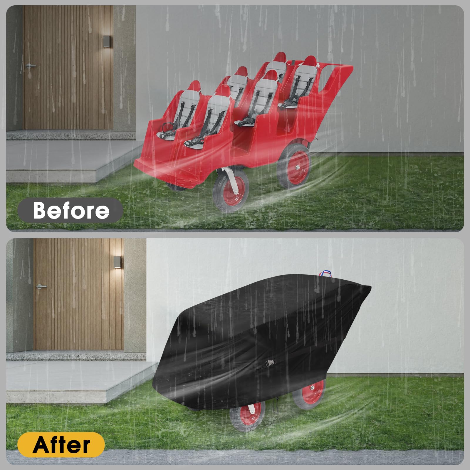 Copertura per passeggino Angeles Bye Bye Buggy a 6 posti, impermeabile, resistente, colore nero, 193 x 91,4 x 96,5 cm
