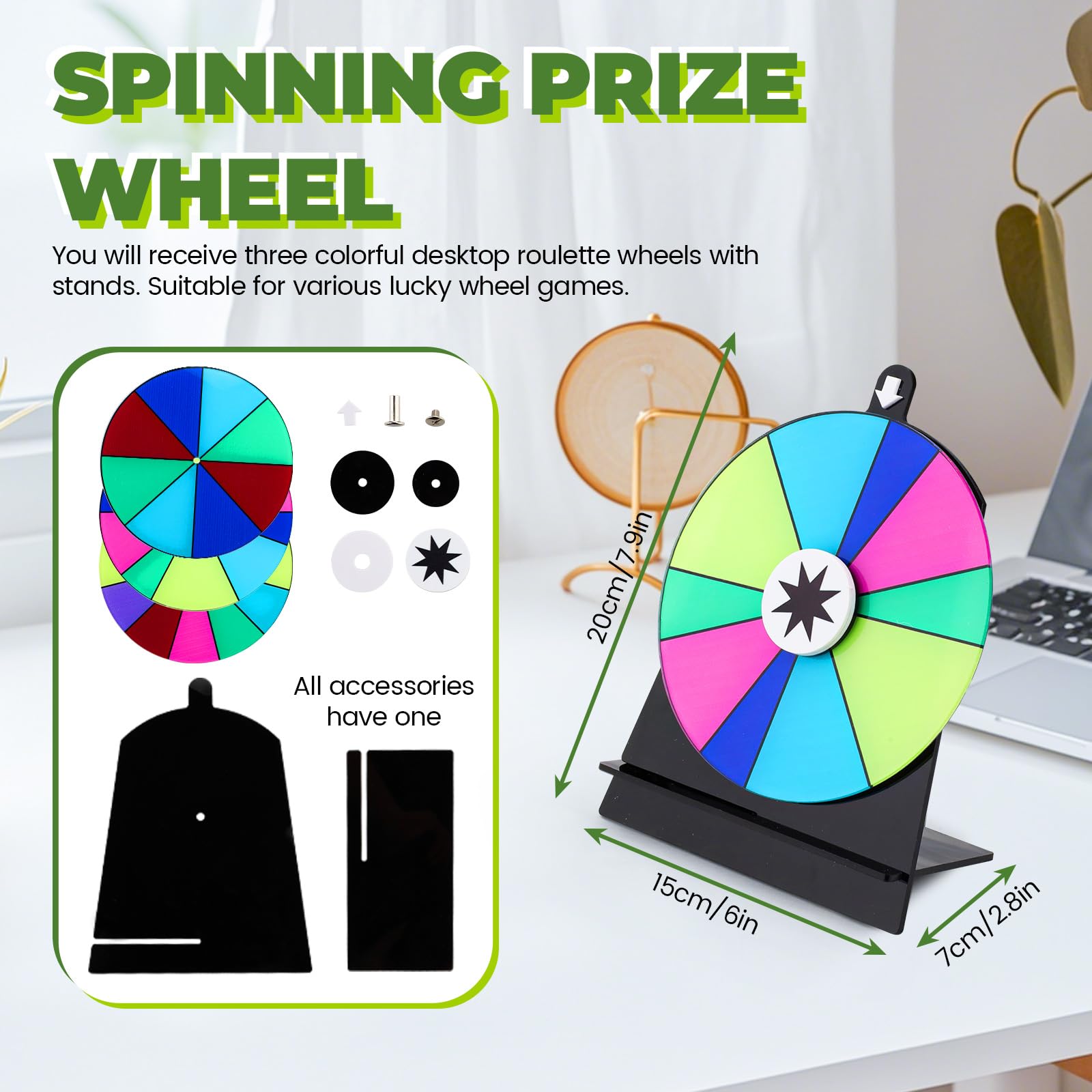 Diakey 15cm Spinning Prize Wheel with 3 Wheels - Image 2