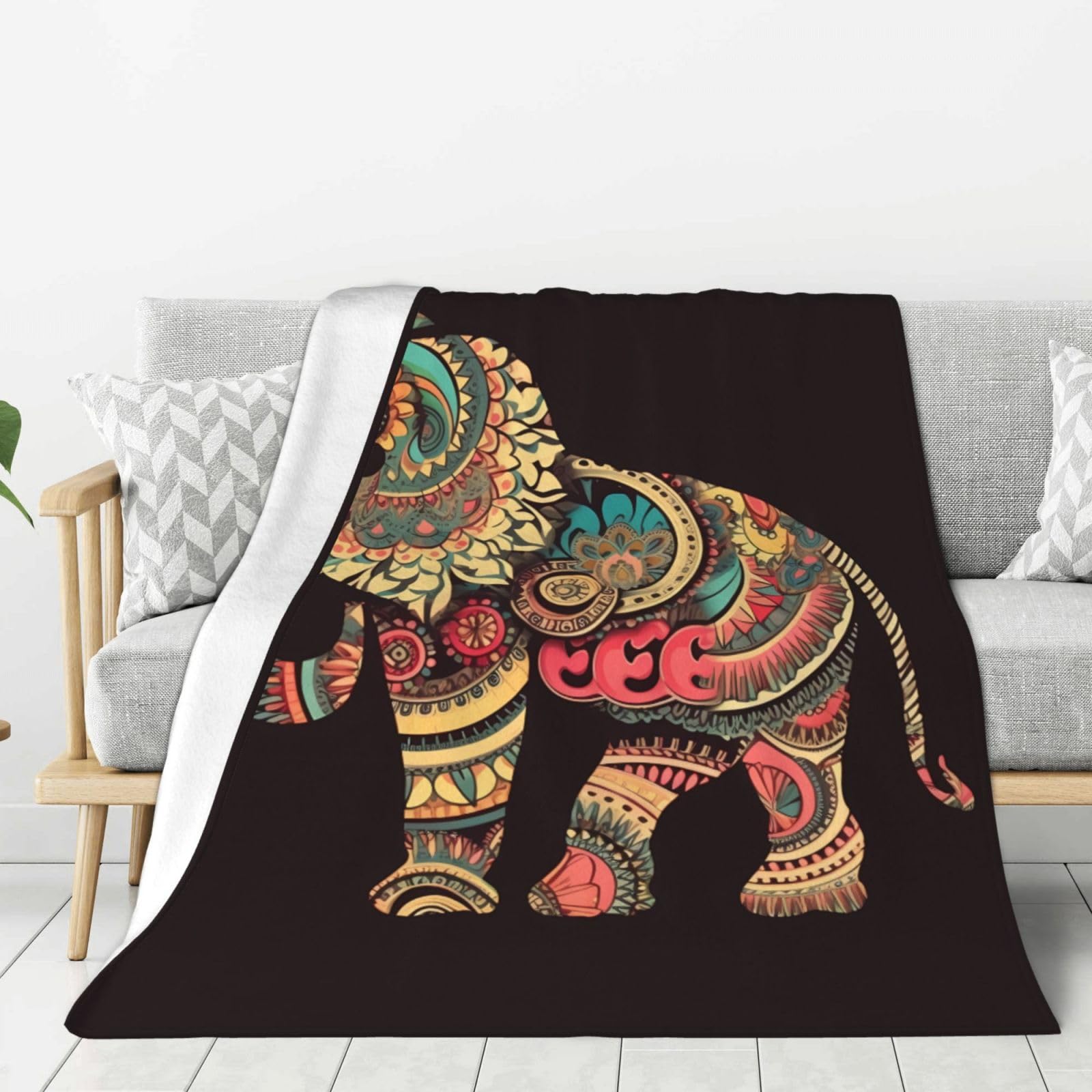 Couverture en flanelle éléphant légère contre le froid | Plaid lavable lit et canapé