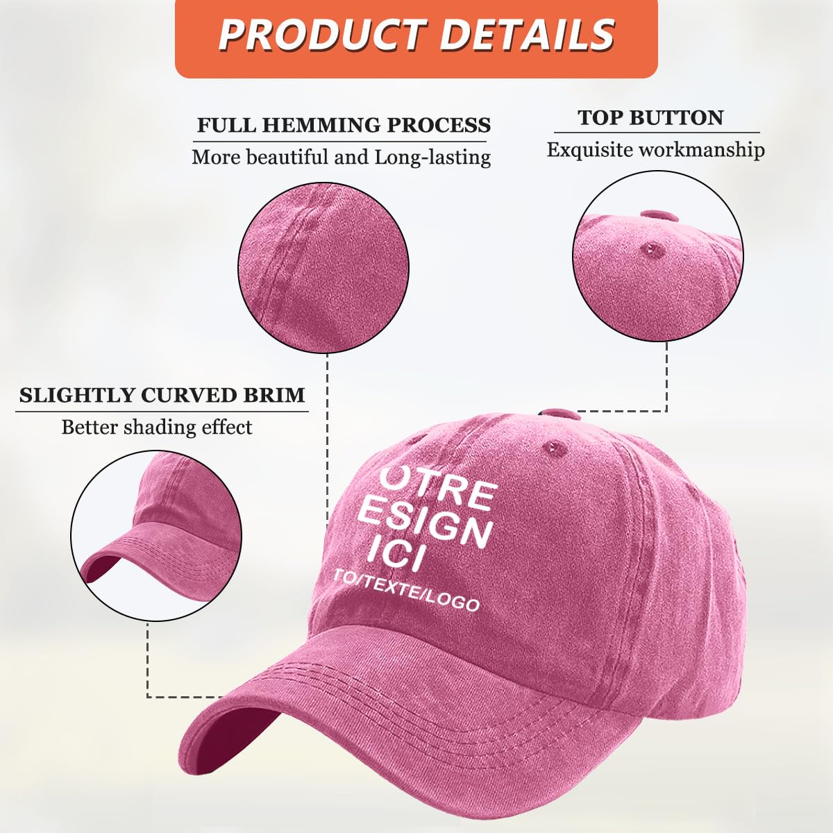 ERICAT Casquette Personnalisable Photo Nom Texte Hommes Femmes