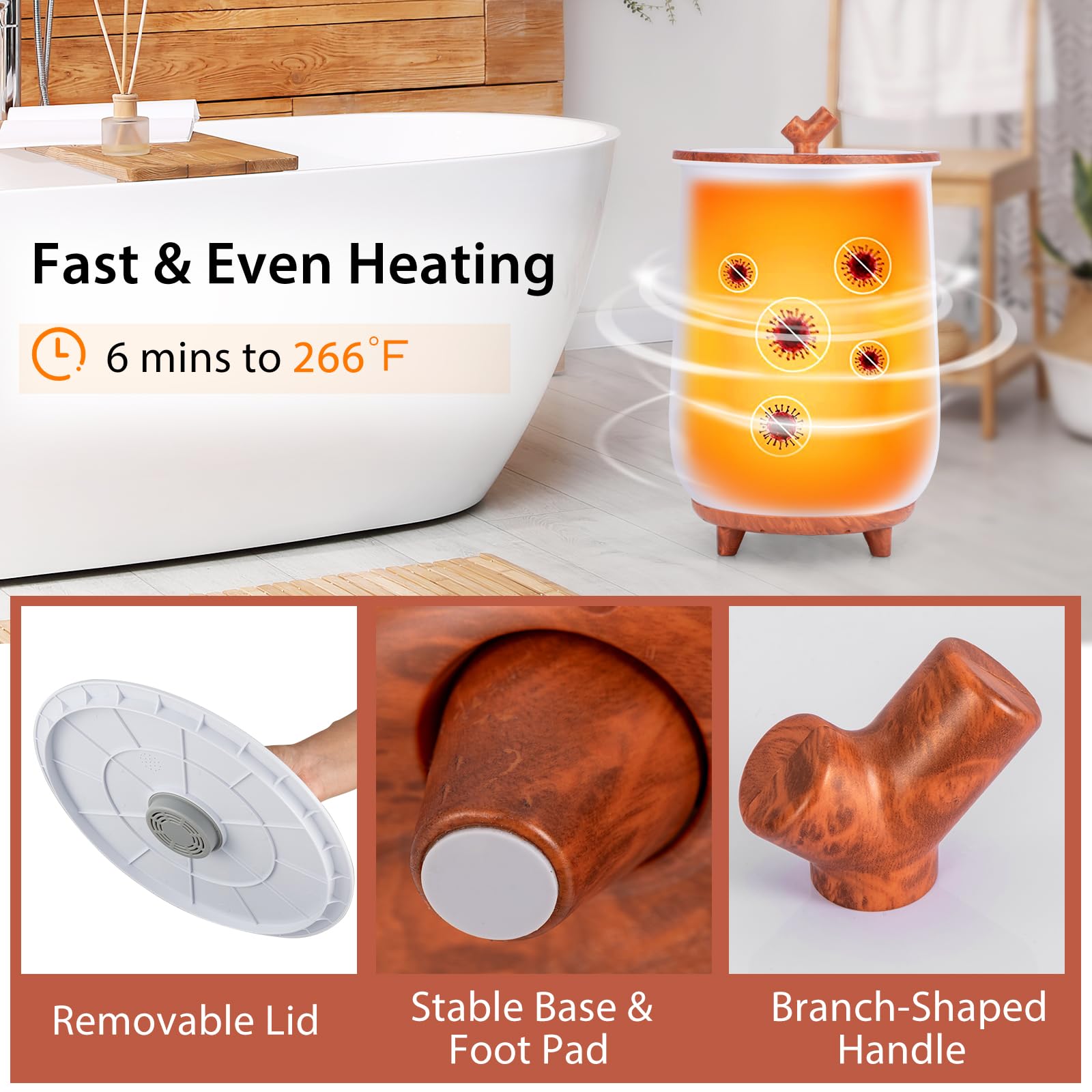 COSTWAY Bucket Style Towel Warmer, 23L Towel Warmer with 4 Heating Time & 3 Heating Temperature, Overheat Protection System, Fragrant Disc Holder, Towel Warmer for Bathroom, Hot Tub, Spa (Coffee)