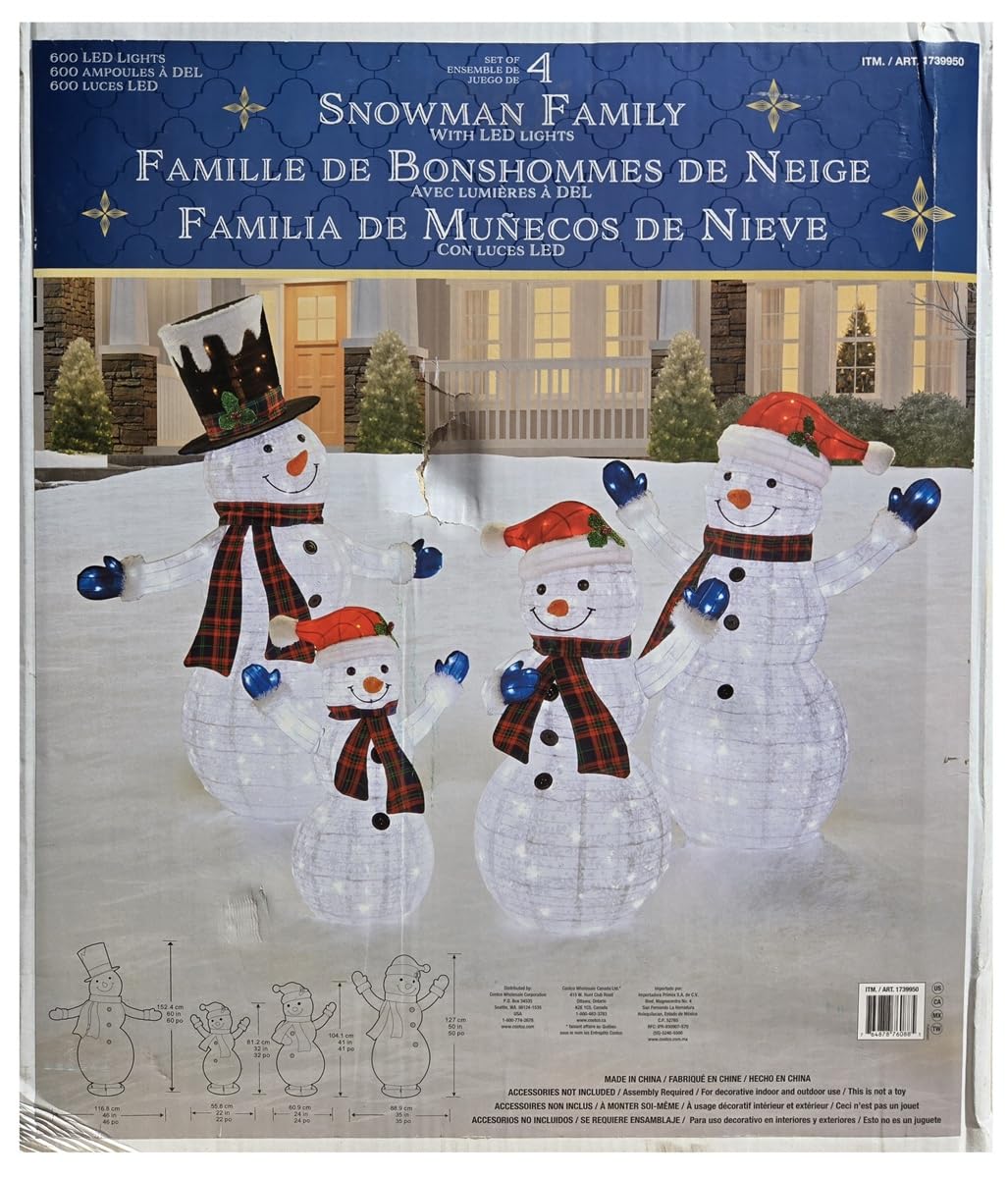 Amazon.com: Set of 4 Mesh Snowman Family with LED Lights : Patio