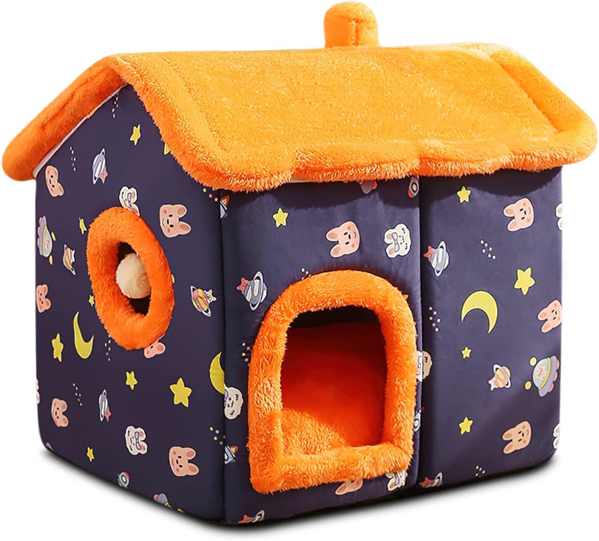 Cat Cave Bed, Portable Cat Bed with Removable Cushion, Small Dog Cave Bed Pet Warm House, Washable Dog Bed, Cat Puppy Igloo Bed(S, Gray Rabbit)