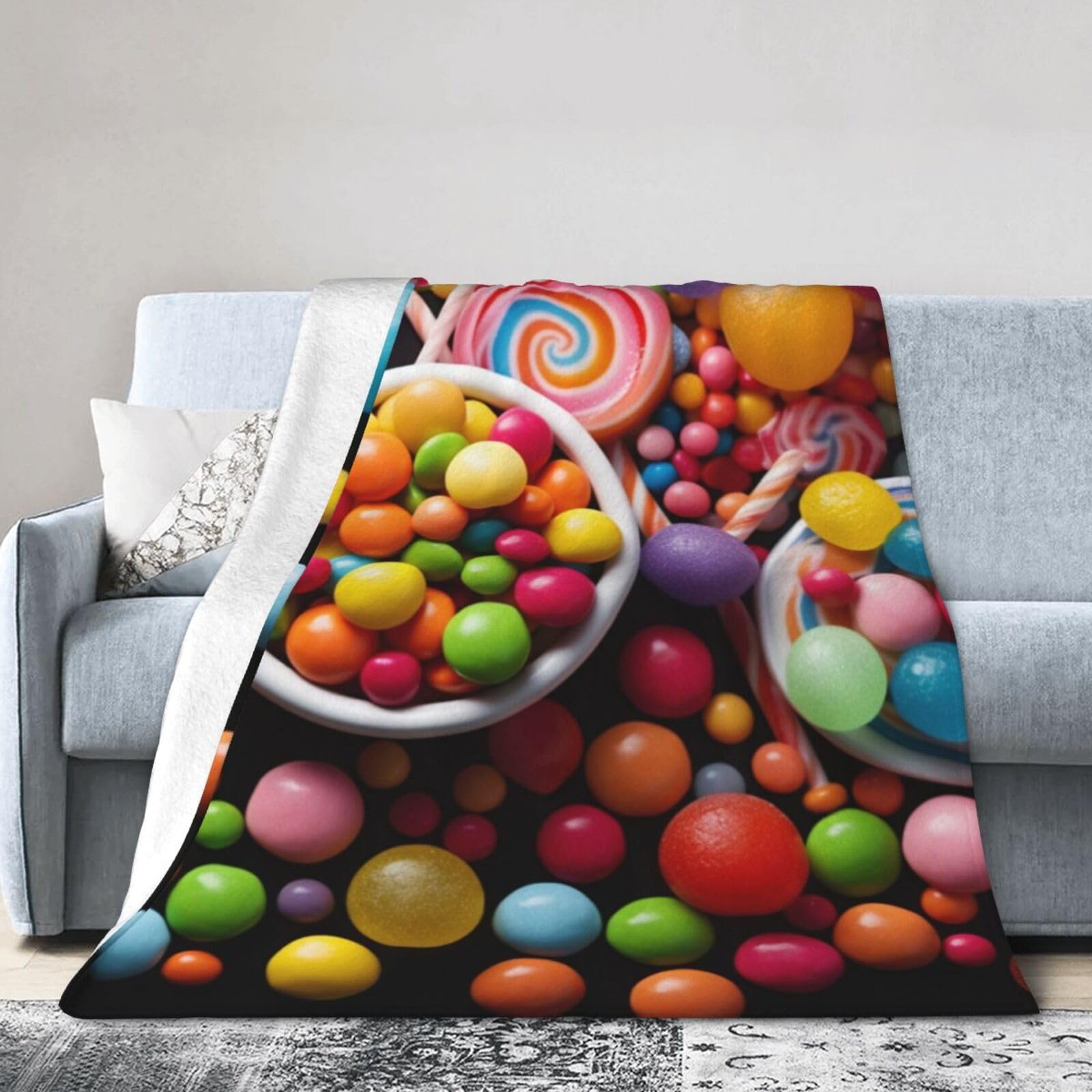 Couverture pour canapé et sofa imprimée couleur bonbon pour soirée cocooning