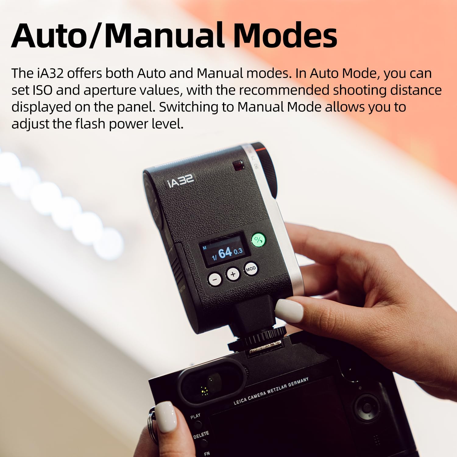 Mini flash IA32 per fotografia, 8 livelli di potenza, design leggero portatile