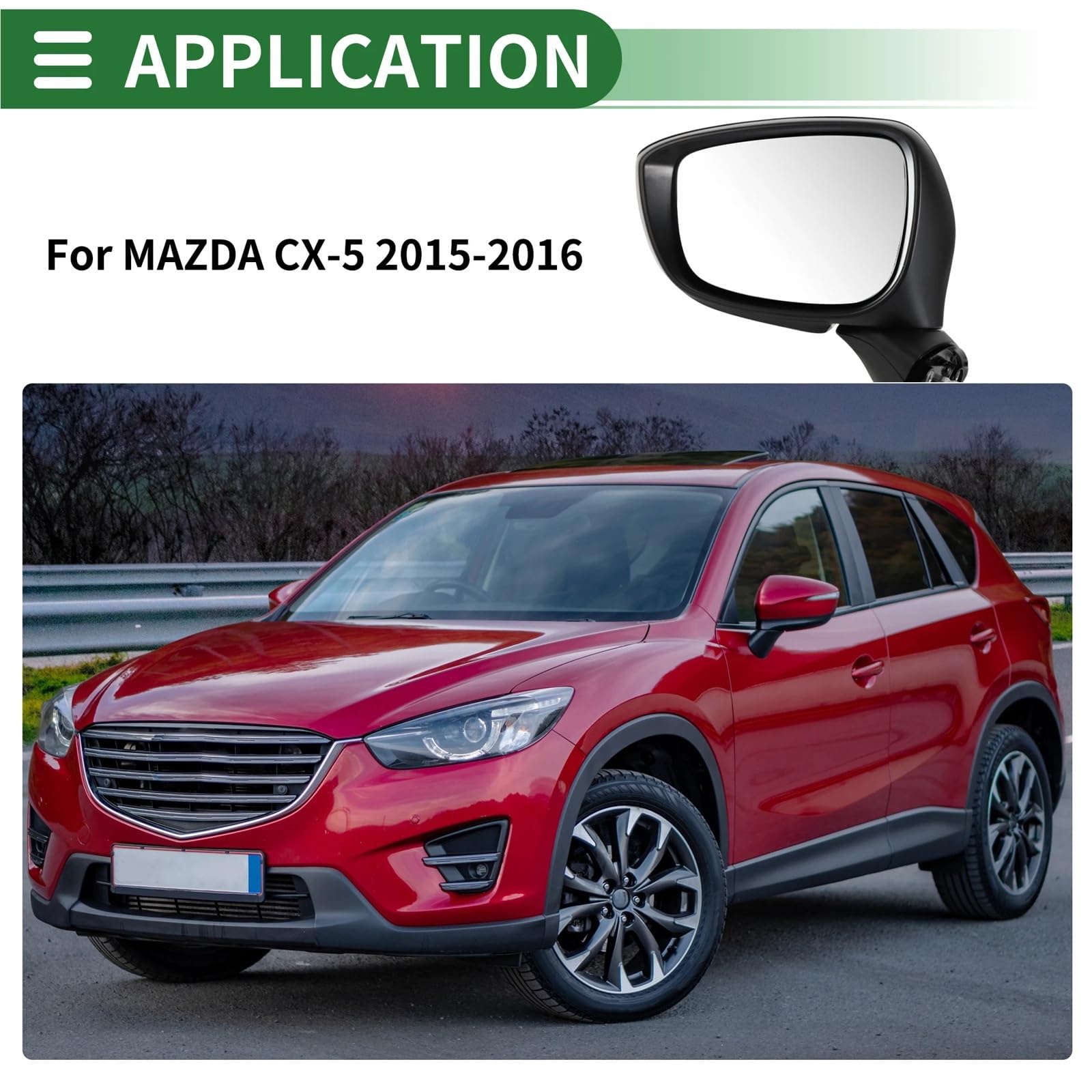 Rétroviseur extérieur de voiture Rétroviseur extérieur gauche rabattable manuellement noir pour MAZDA CX-5 2015-2016 Parties