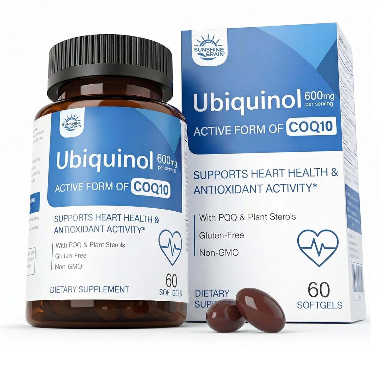 Ubiquinol CoQ10 600 mg Supplement with PQQ for Heart & Cellular Energy