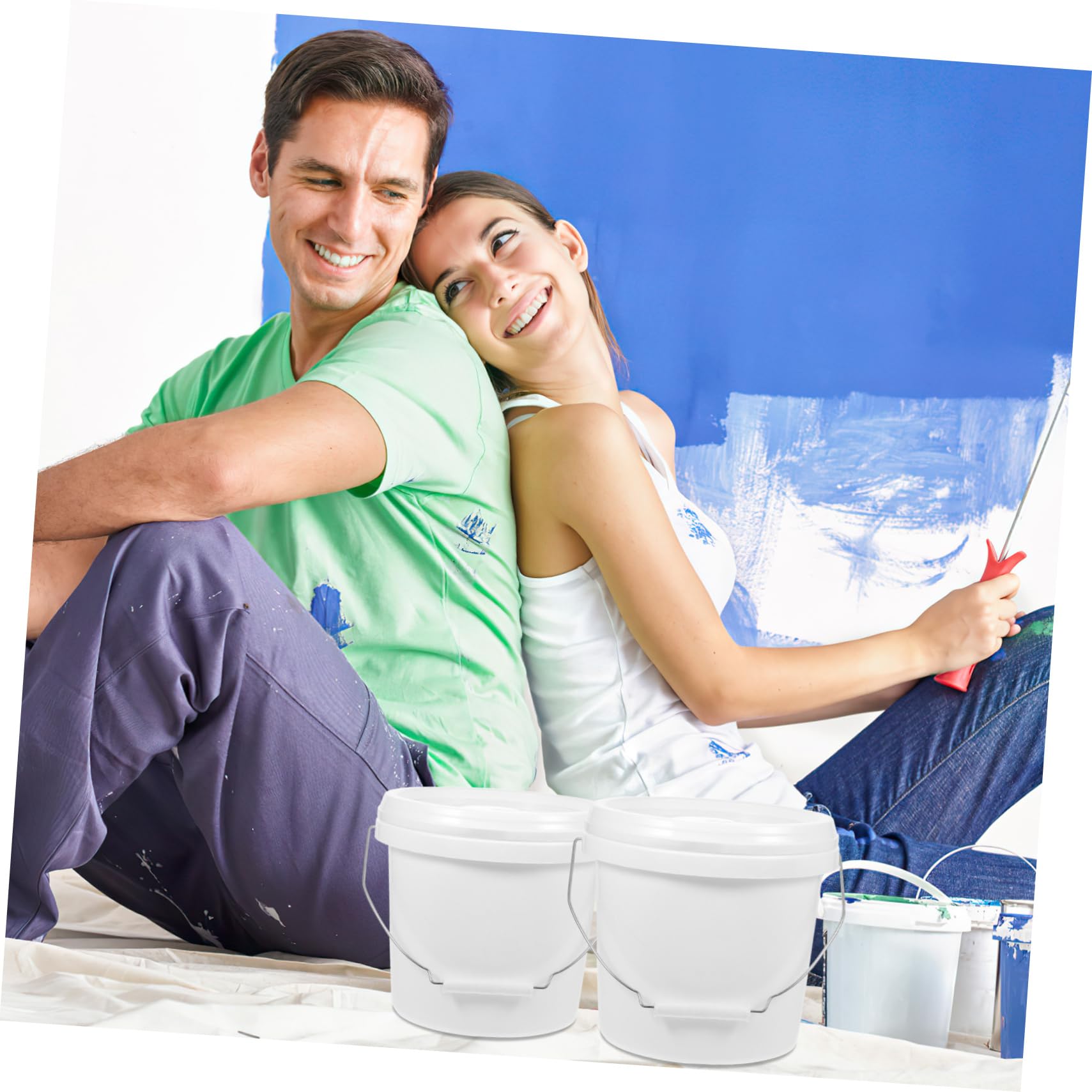 Tofficu Cubo de Almacenamiento Hermético Asa Pintura Uso Industrial y Jardinería Resistente y Durable Cubeta Vacía y Práctica