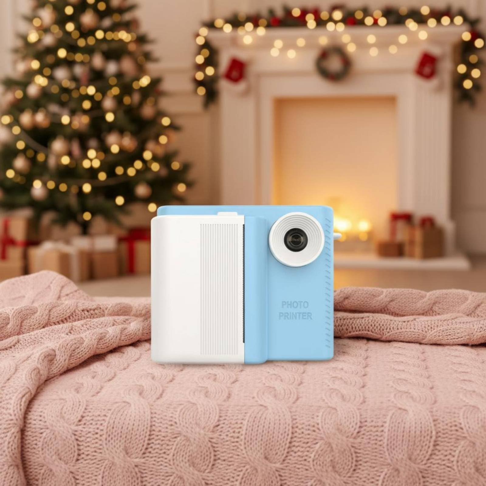 Cámara Infantil Alta finición con Impresión Batería Recargable Cámara Infantil Impresión sin Tinta Juguete Electrónico para Niños, Regalo, Azul