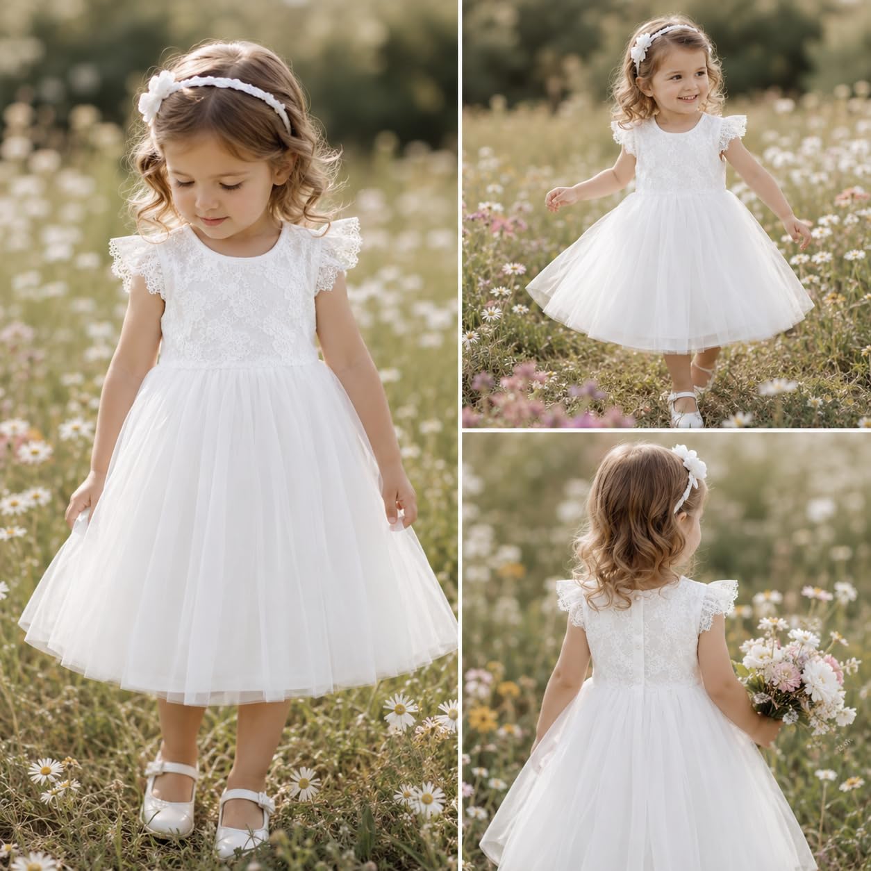 Festkleid Mädchen für Hochzeit, Taufe, Geburtstag & besondere Anlässe – Elegantes Anlasskleid mit Spitze für Blumenmädchen