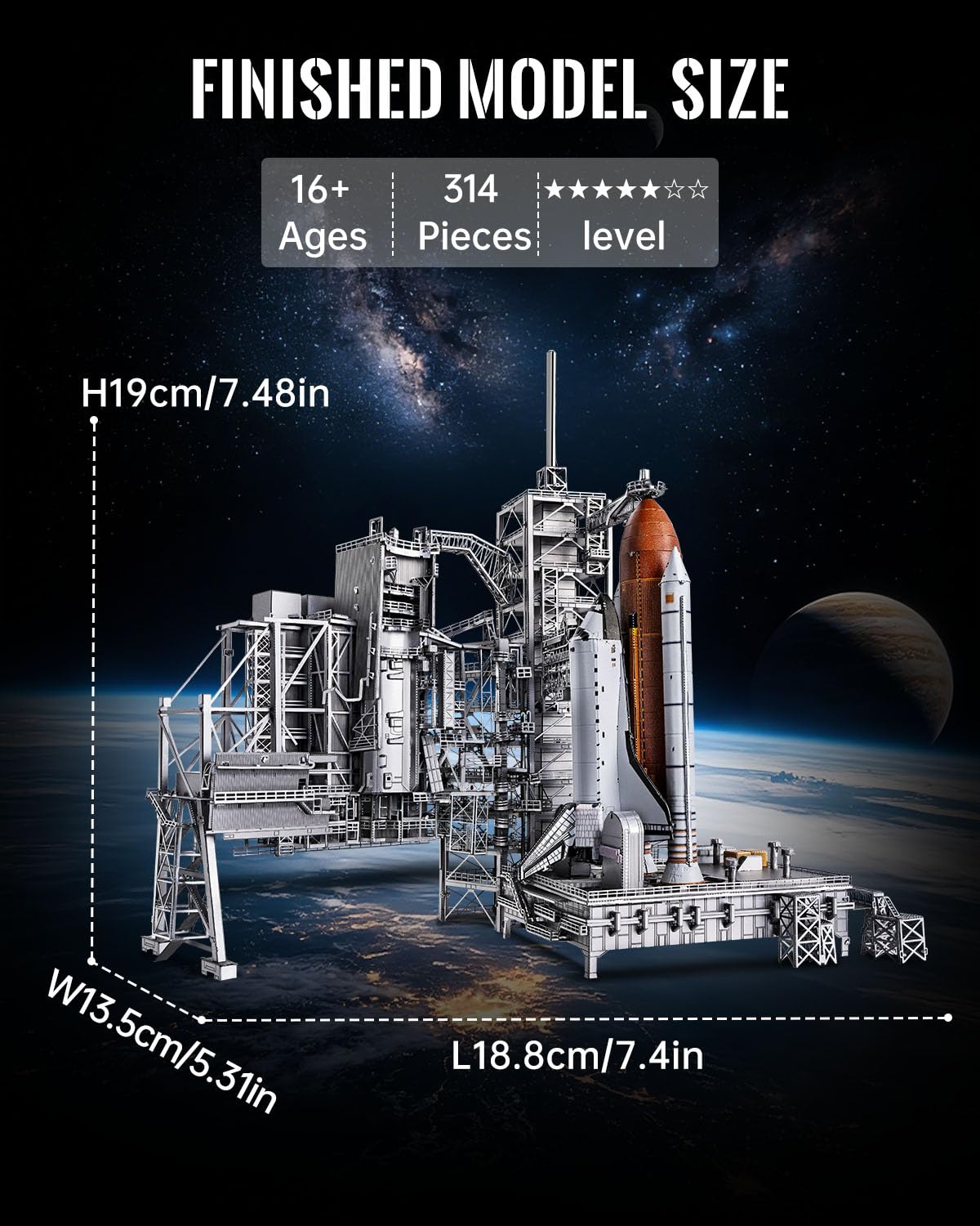 Piececool Puzzle 3D in metallo per adulti LC-39 Launch Pad Kit modello in metallo per adulti per costruire kit di costruzione fai da te, puzzle in metallo 3D per adulti per costruire compleanno