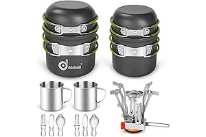 Odoland Camping Cookware Mess Kit, Lightweight Cooking Set for Backpacking, Hiking, and Camping