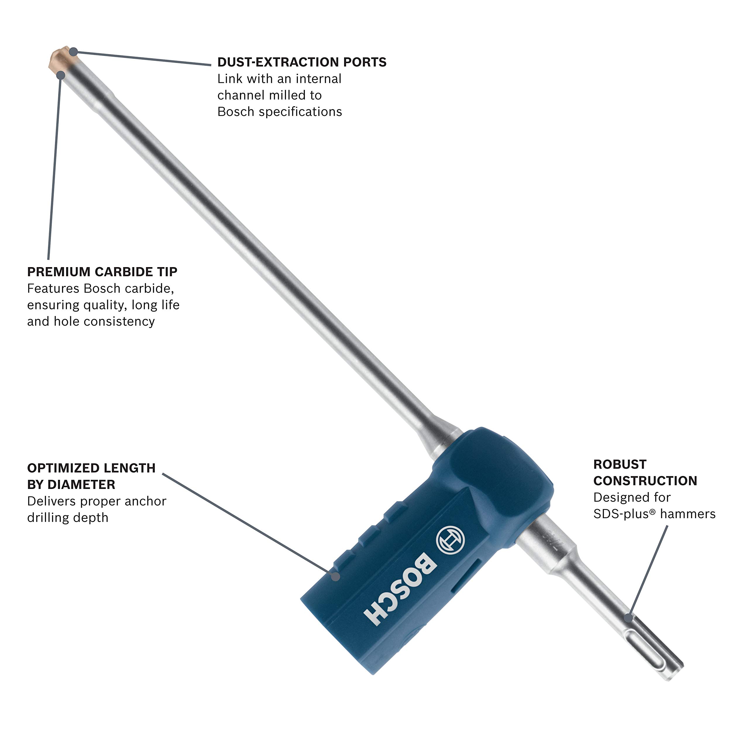 BOSCH DXS5050 1 pulg. x 8 pulg. x 17 pulg. SDS-max velocidad limpia broca de extracción de polvo