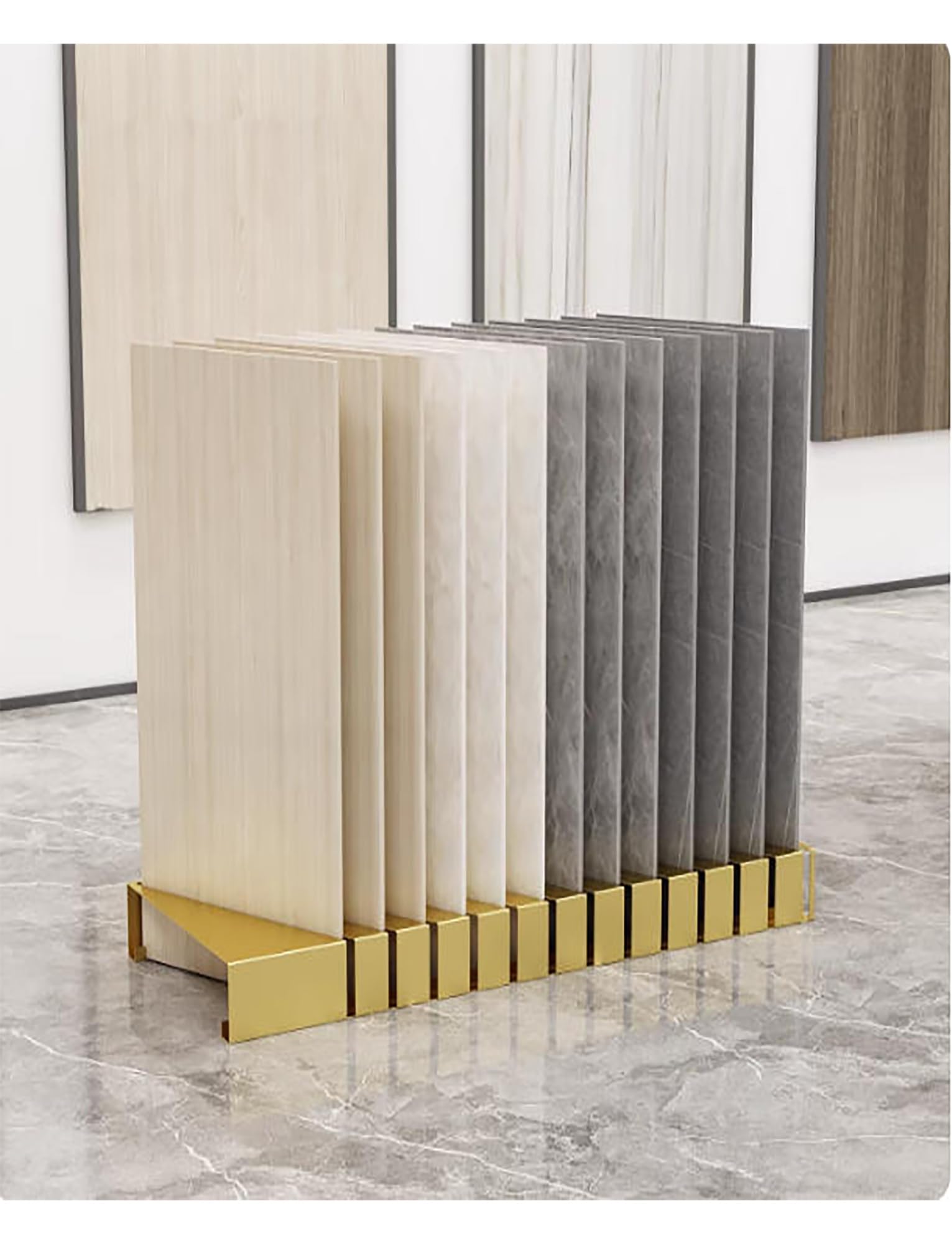 Vertikales Steinregal – Mehrzweck-Halter für Quarz, Glasplatten, Bodenfliesen und Arbeitsplattenproben – schlankes Design für Vitrinen und Einzelhandelsdisplays