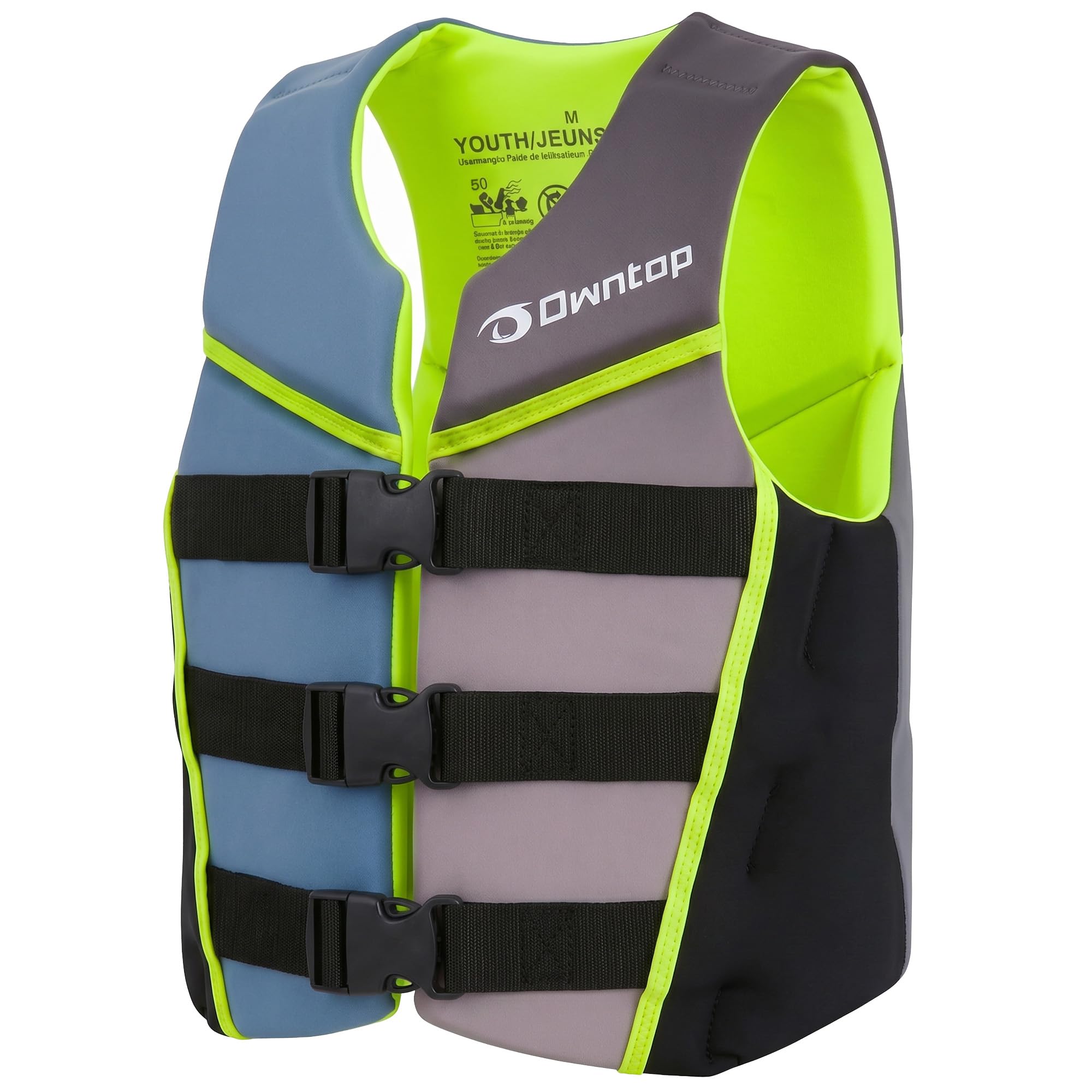Owntop Aide à la Flottabilité pour Juniors et Enfants, Gilet de Natation en Néoprène avec Triples Sangles de Sécurité Réglables, Gilet de Flottabilité Léger pour Kayak, Paddle, Bateau