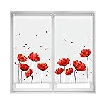 Blindecor Duo Relax Pack of 2 Blackout Roller Blinds, Translucent, No Drilling, Easy Fix Digital Print, Poppy Model, 80 x 150 cm (width x height), Fabric Size 77 x 145 cm