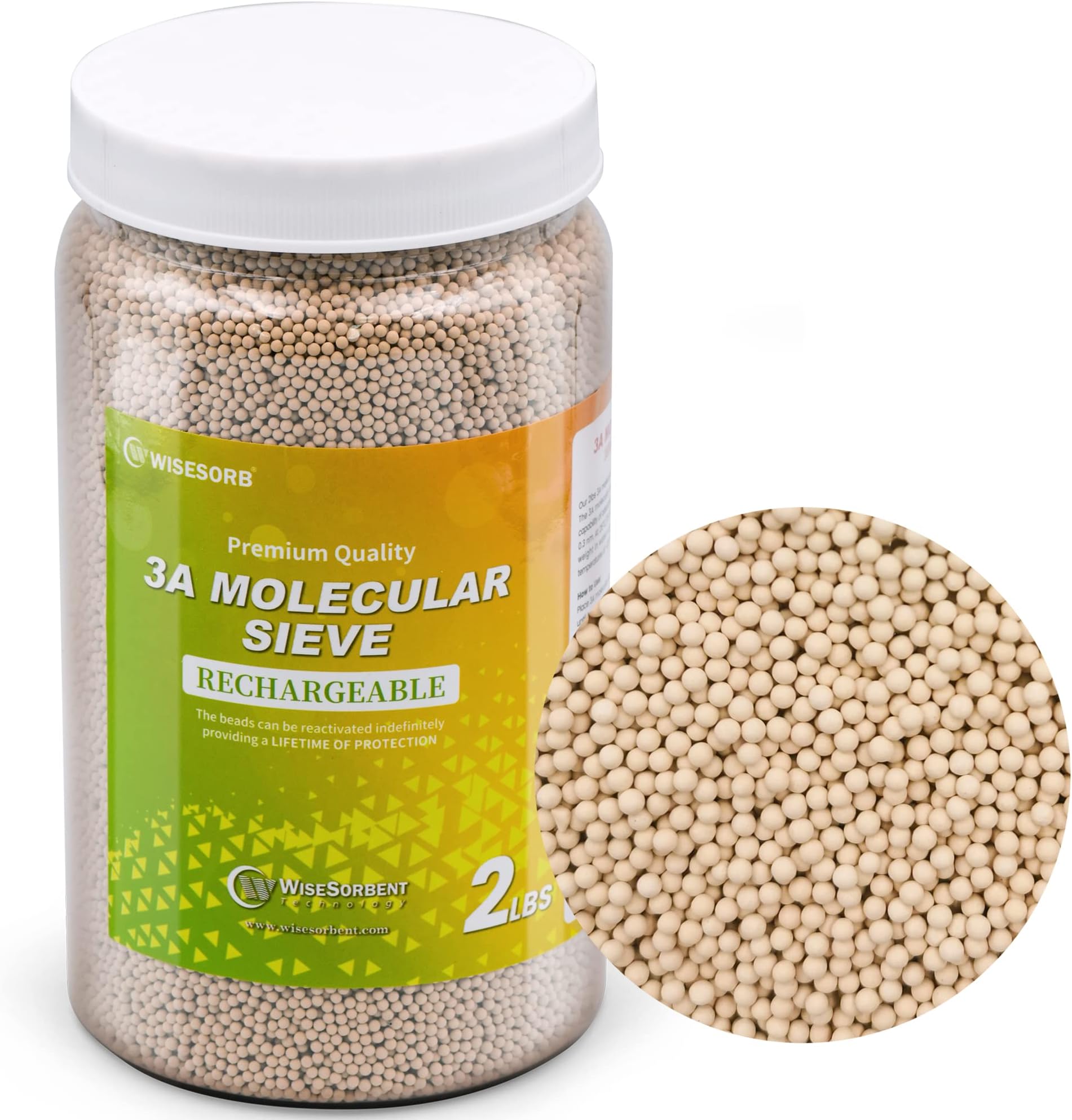 Wisesorb 3A Molecular Sieve Desiccant Beads, 2 LBS Dehumidifier Moisture Absorbers
