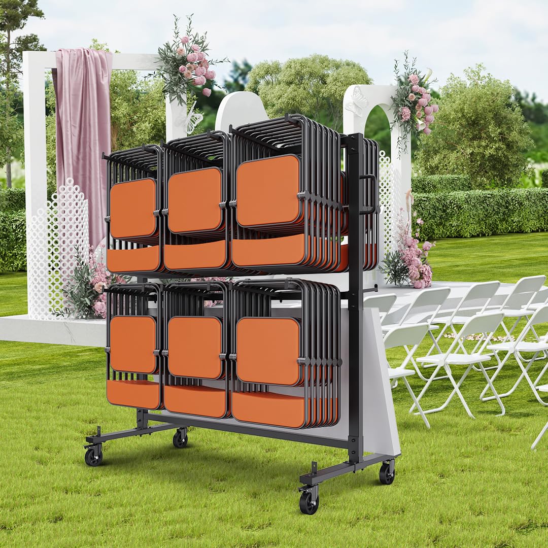 Carrello Per Sedie Pieghevoli - Porta 42 Sedie, 125 Kg Di Capacità, Con Ruote E Copertura - Foto 13