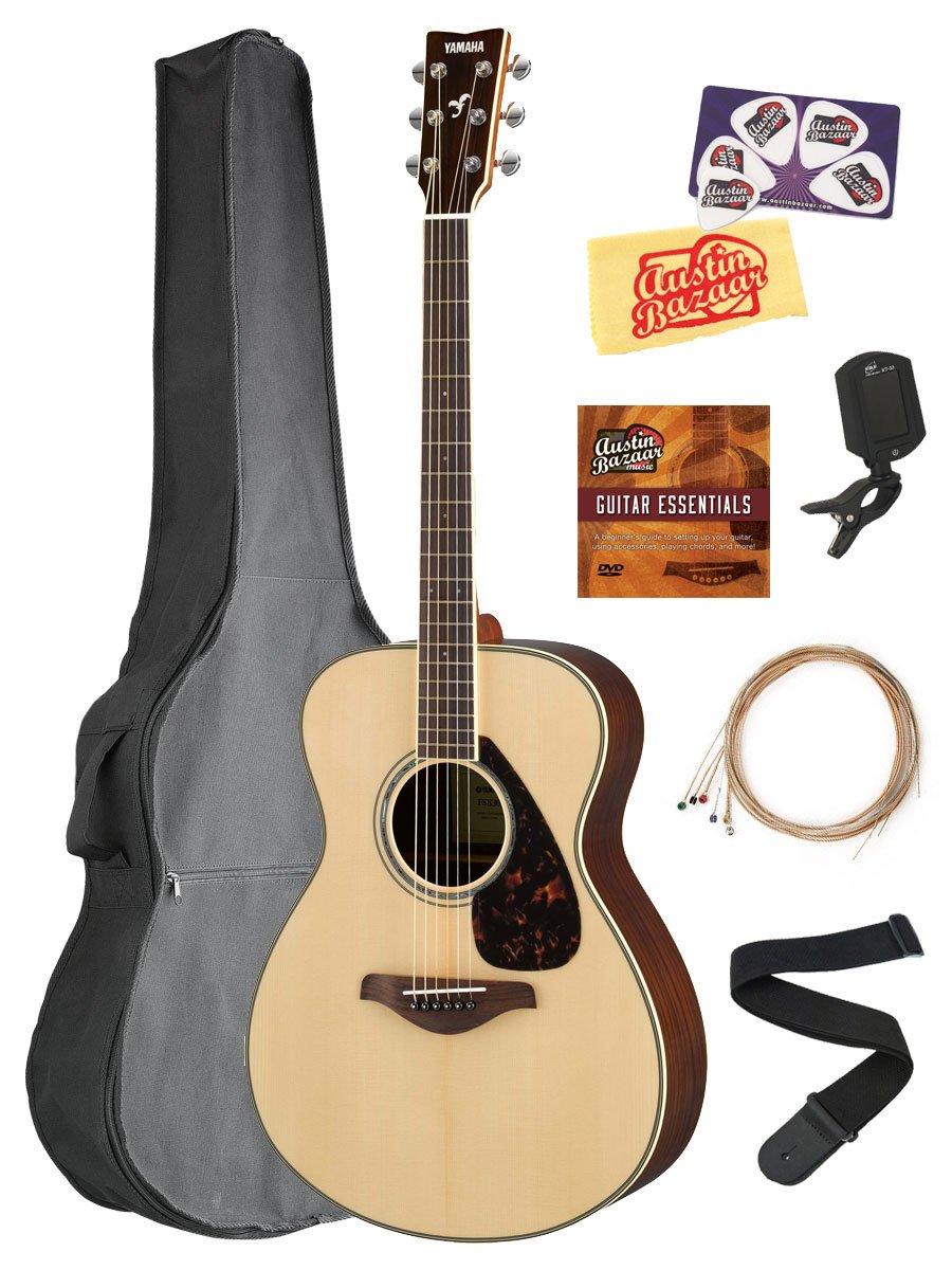 Yamaha FS830 Solid Top Small Body Acoustic Guitar - Natural Bundle 
