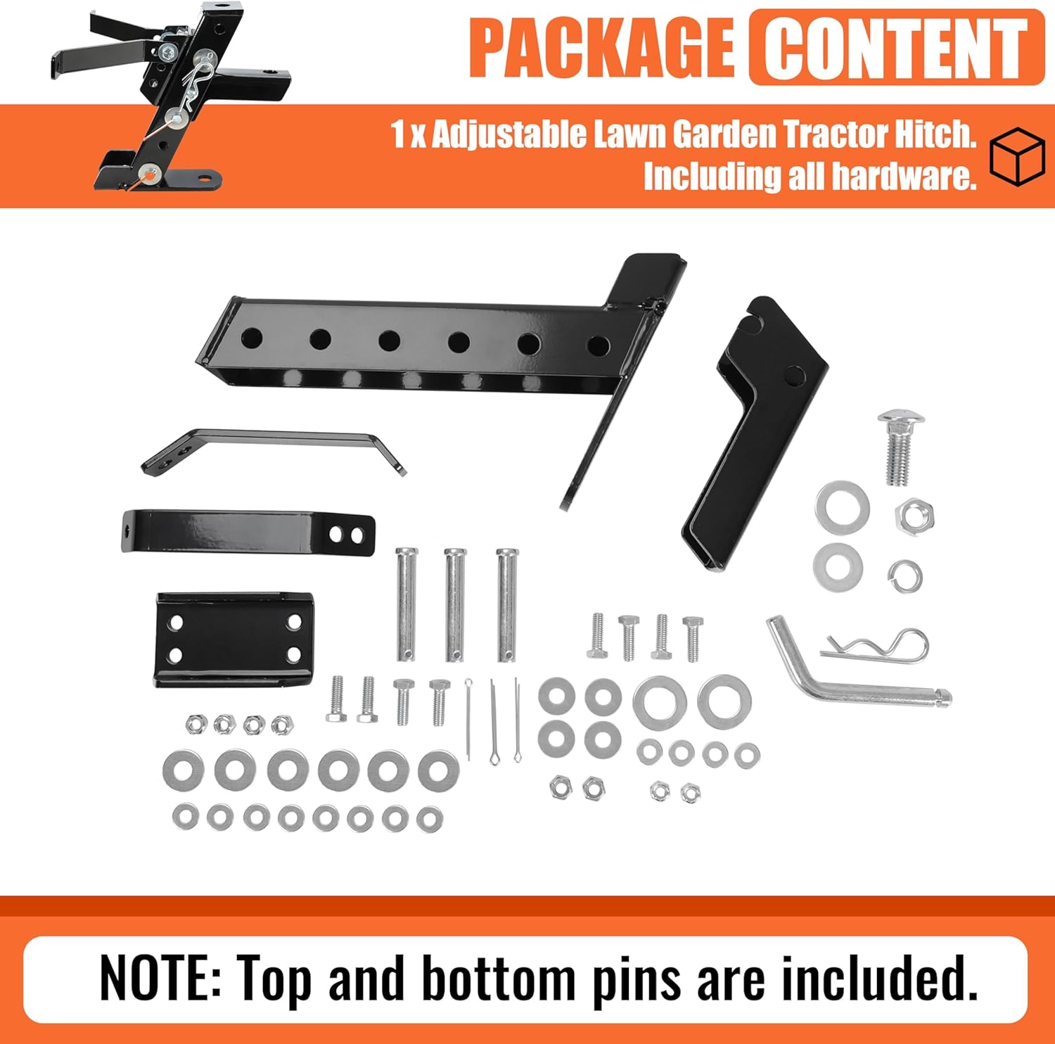 ECOTRIC Heavy Duty Adjustable Lawn Mower Trailer Towing Hitch, Garden Tractor Hitch Steel Compatible with John Deere Cub Cadet Craftsman