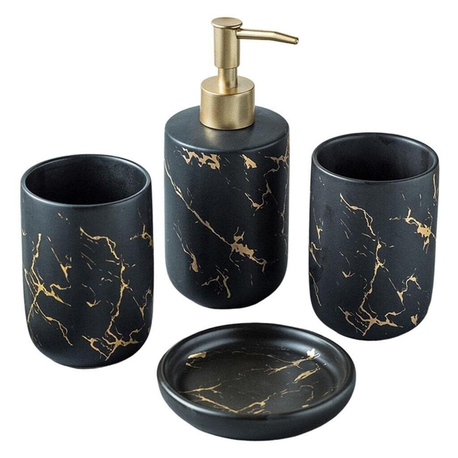 Set salle de bain marbre noir pour décoration bord de mer