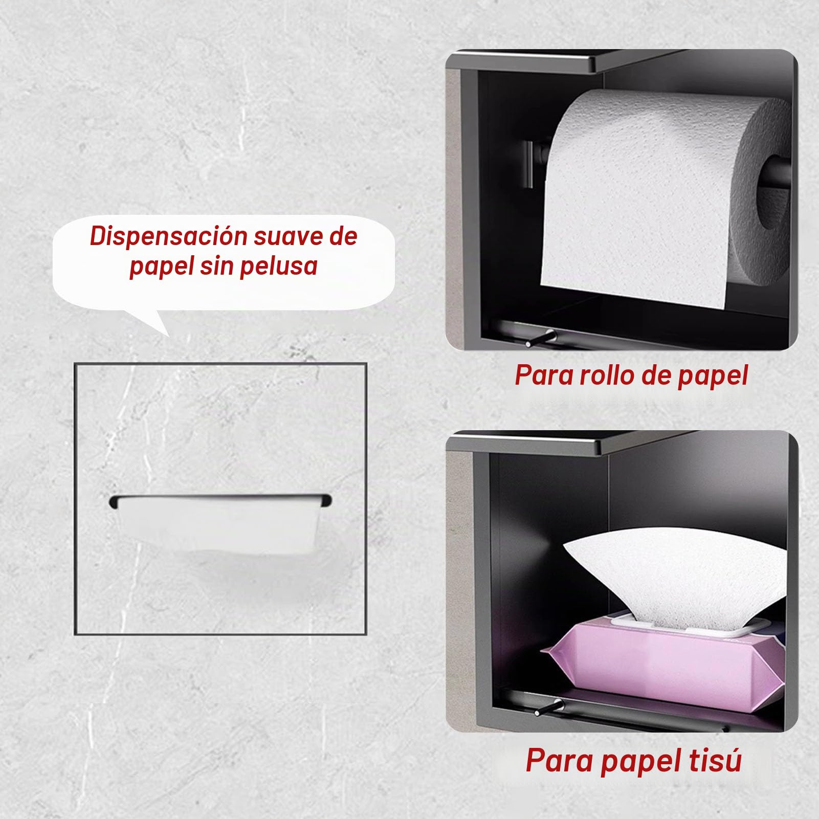 Vibeo Portarrollos Empotrable Pequeño Soporte Empotrado para Papel Higiénico con Cierre Magnético, Nicho de Pared Impermeable para Baño, Armario Empotrado Invisible para Papel