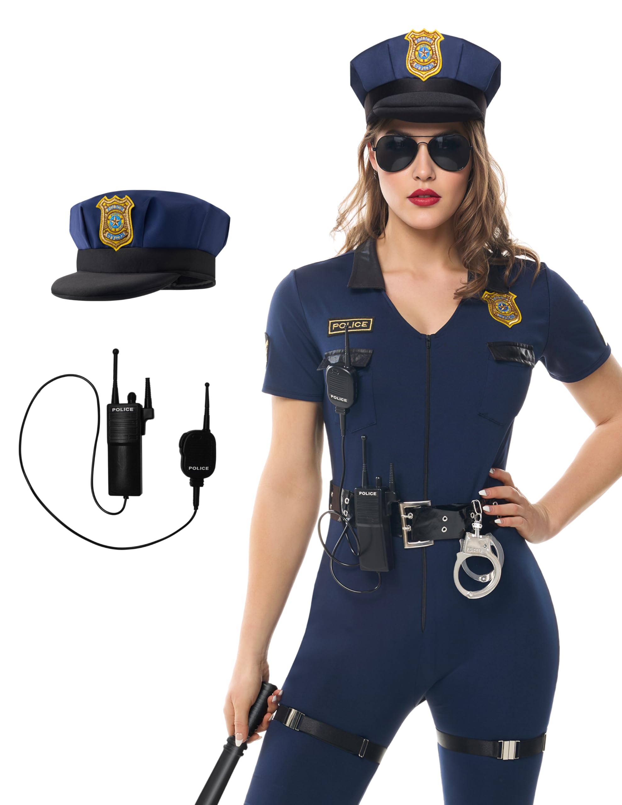 Spooktacular Creations Adult Women Police Costume Outfits Sets for Sexy Cop Uniform Dress, Halloween Dress Up Party, Cop Role Playing, Cosplay Party, Fancy Dress Party, Theme Party