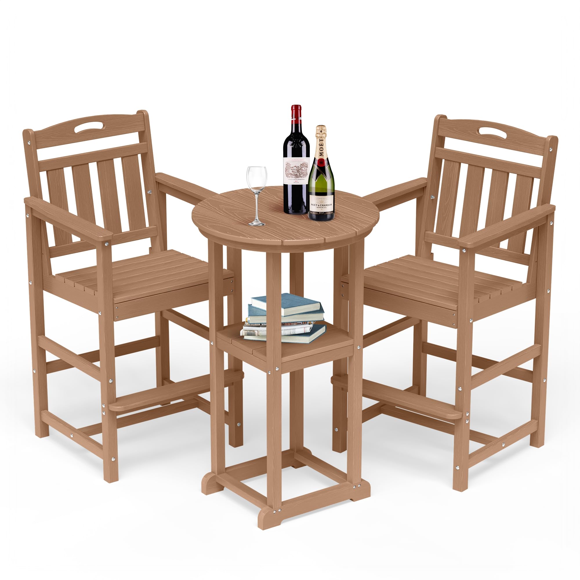 SUUNYN 3-Pc HDPE Adirondack Bar Set