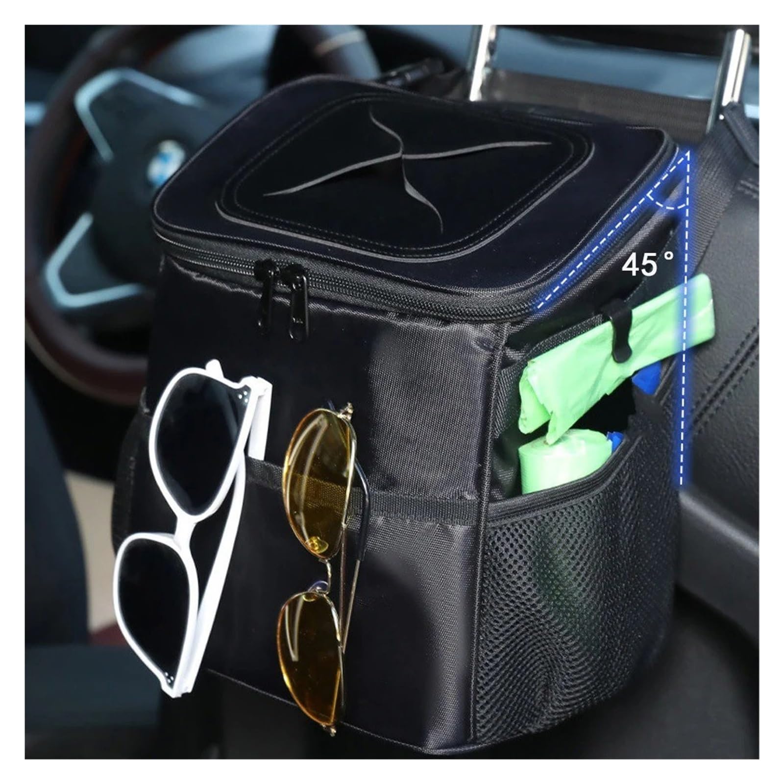 Poubelle De Voiture Poubelle Voiture Pliable Étanche Universelle Portable Polyvalente Stockage Sac Suspendu Organisateur Véhicule Poubelles Automobile(B Car Trash)