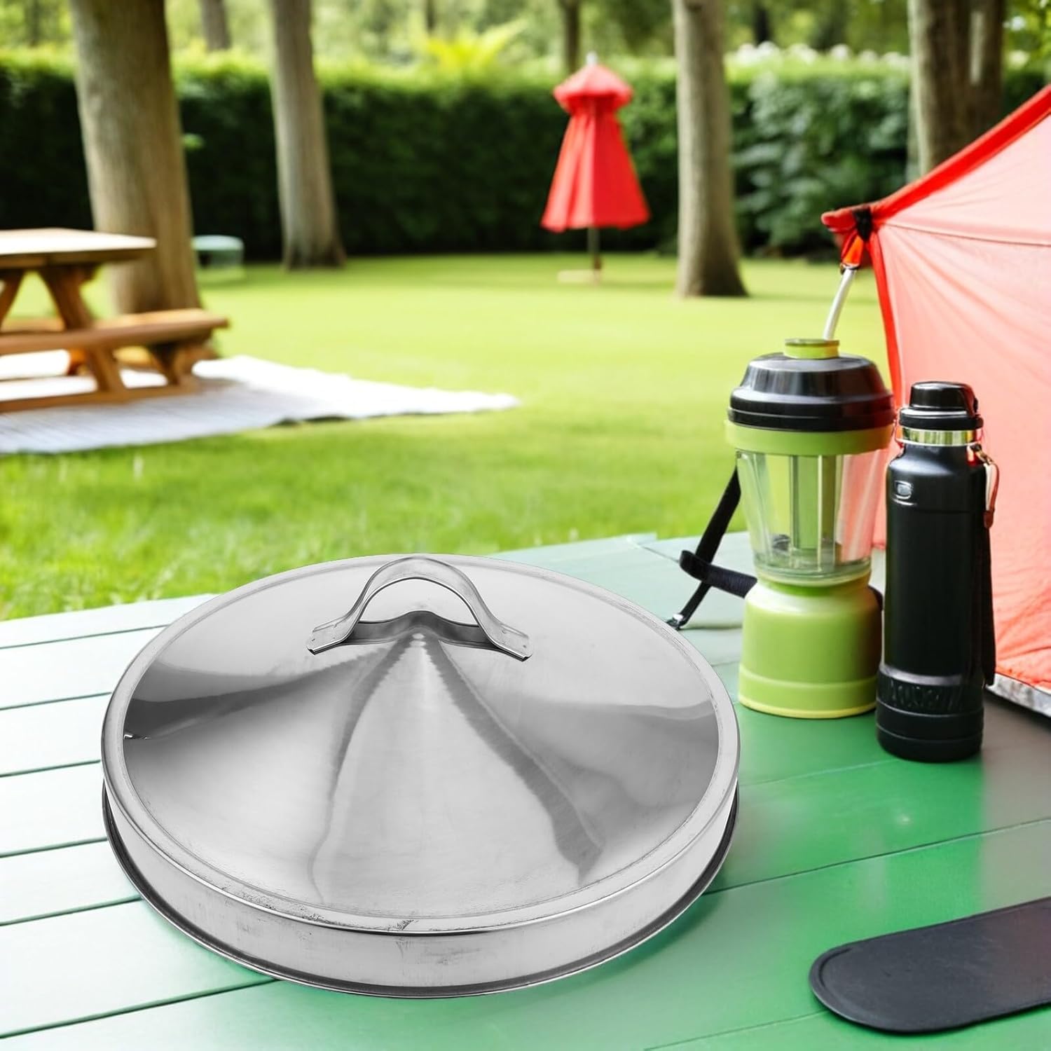 VILLCASE Stainless Steel Fire Pit Snuffer Lid Round Cover Outdoor Bonfire Spark Screen Extinguisher Portable Lightweight Fire Pit Cover for Camping Backyard Safety