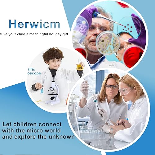 Miniatura 6 de Microscopio para niños, 40X-2000X Microscopio compuesto adaptador de teléfono móvil con microscopio diapositiva kit de microscopio para laboratorio