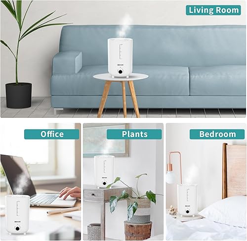 Miniatura 9 de DEHOZO Humidificadores para dormitorio, bebé, 2.6 L, llenado superior para habitaciones grandes, oficinas, habitación de niños, 25 dB, silencioso,