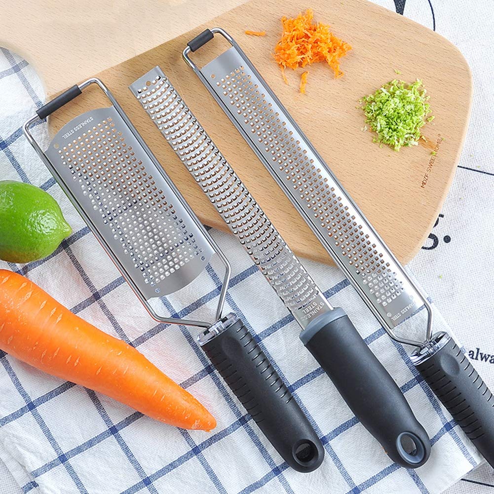 ArinkO Trio de zesteurs Pratiques en Acier Inoxydable pour la Cuisine – Parfait pour Le Zeste de Fromage, de Chocolat et d'agrumes – Ensemble de 3 pièces