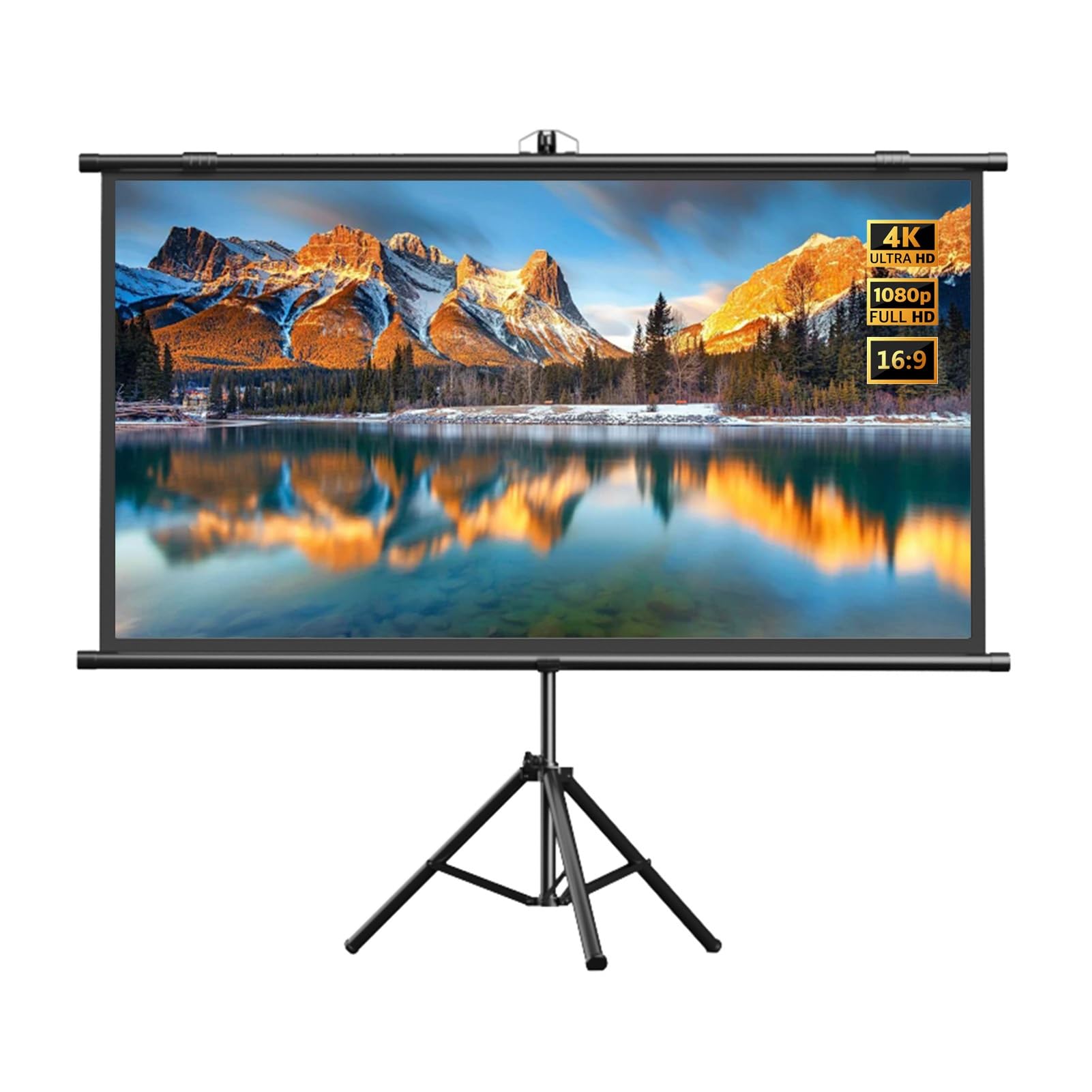 Schermo di Proiezione a Parete da 60 72 pollici con Treppiede, 16:9 4K Ultra HD Schermo Cinematografico Manuale a Scomparsa per Cinema in Casa(60" (16:9))