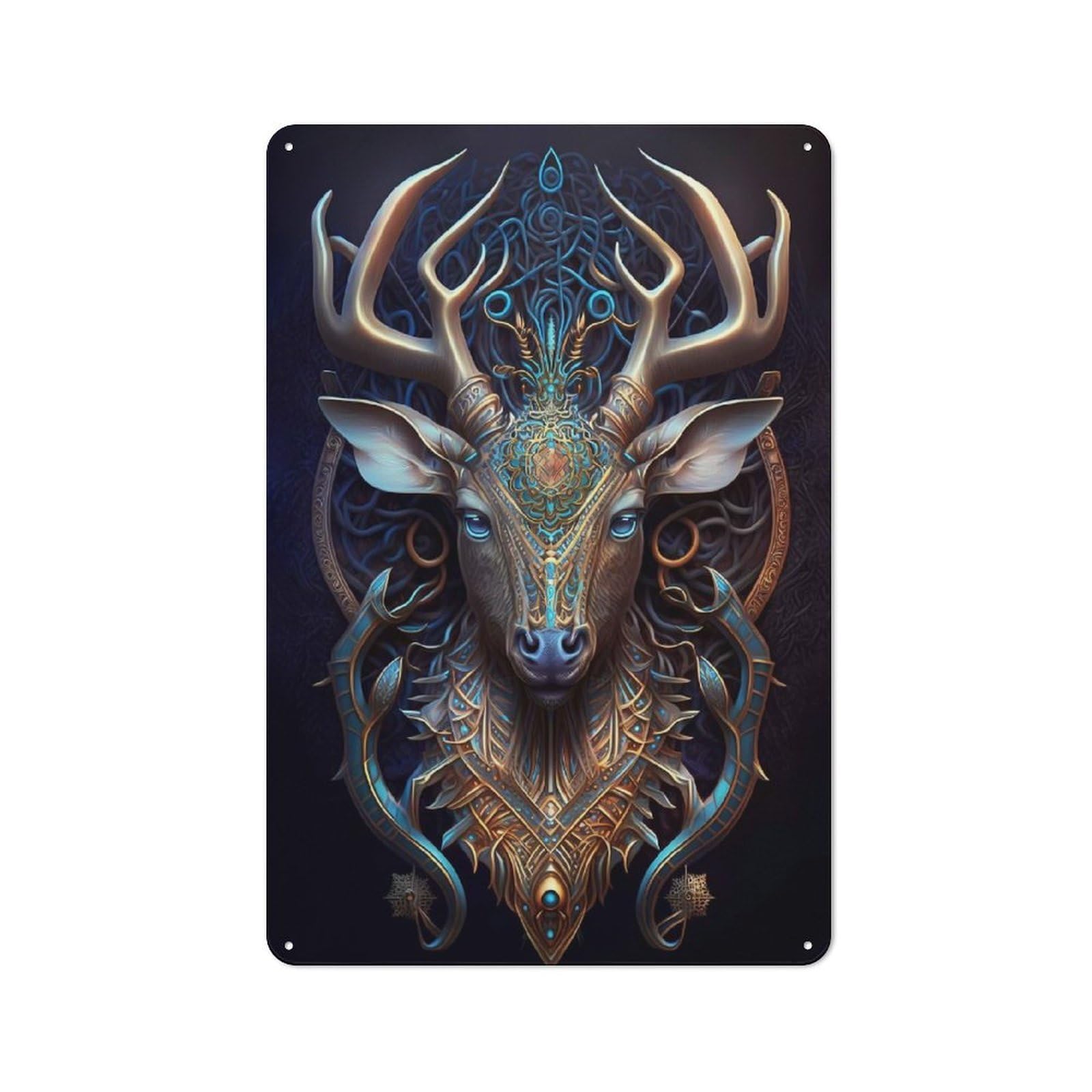 Mystical Cosmic Deer Garage Metal Sign 30x20cm, Weathered Look Shed Wall Plaque for Garage, Workshop, Shed Or Utility Room