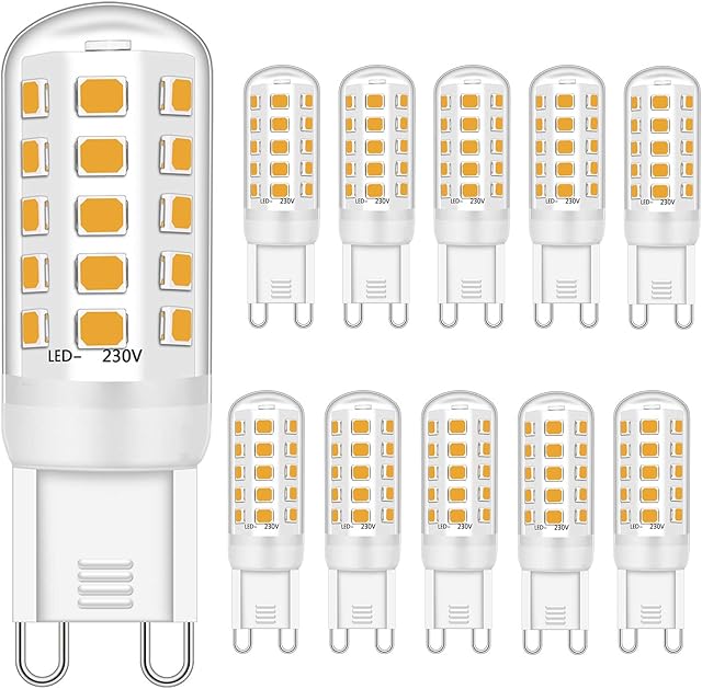 Ugvmn G9 LED Bulb 3W Equivalent to 28W 33W 40W Halogen Bulbs, G9 Led Bulb Warm White 3000K, Led G9 Bulbs, G9 Socket Led Lamp, No Flicker, Non Dimmable, 400LM, AC 220-240V,10 Pack