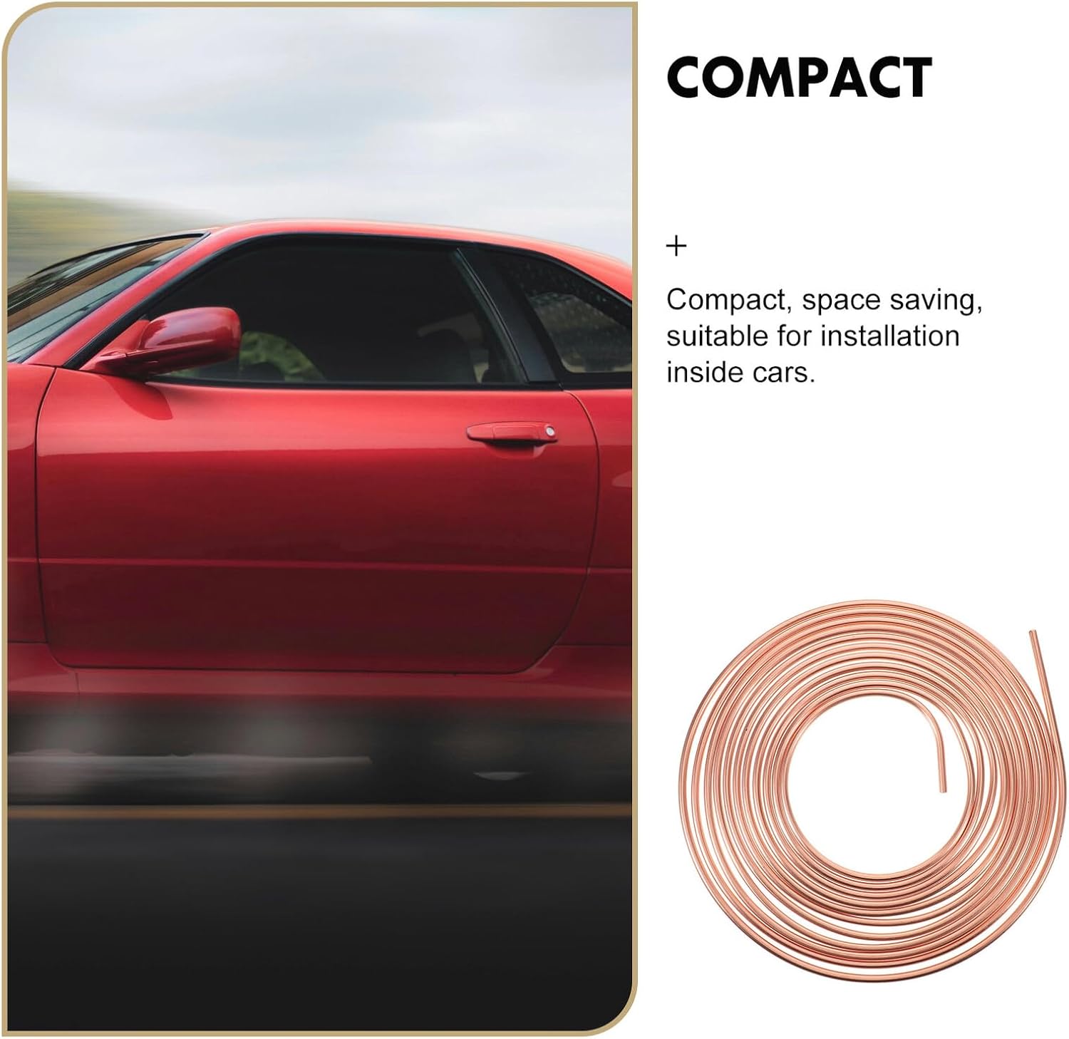 Copper Brake Line Tubing Coil 1/4" X 7.62m with 15 Fittings Automotive Replacement Rear Brake Line Kit Copper Coated Flexible Tubing