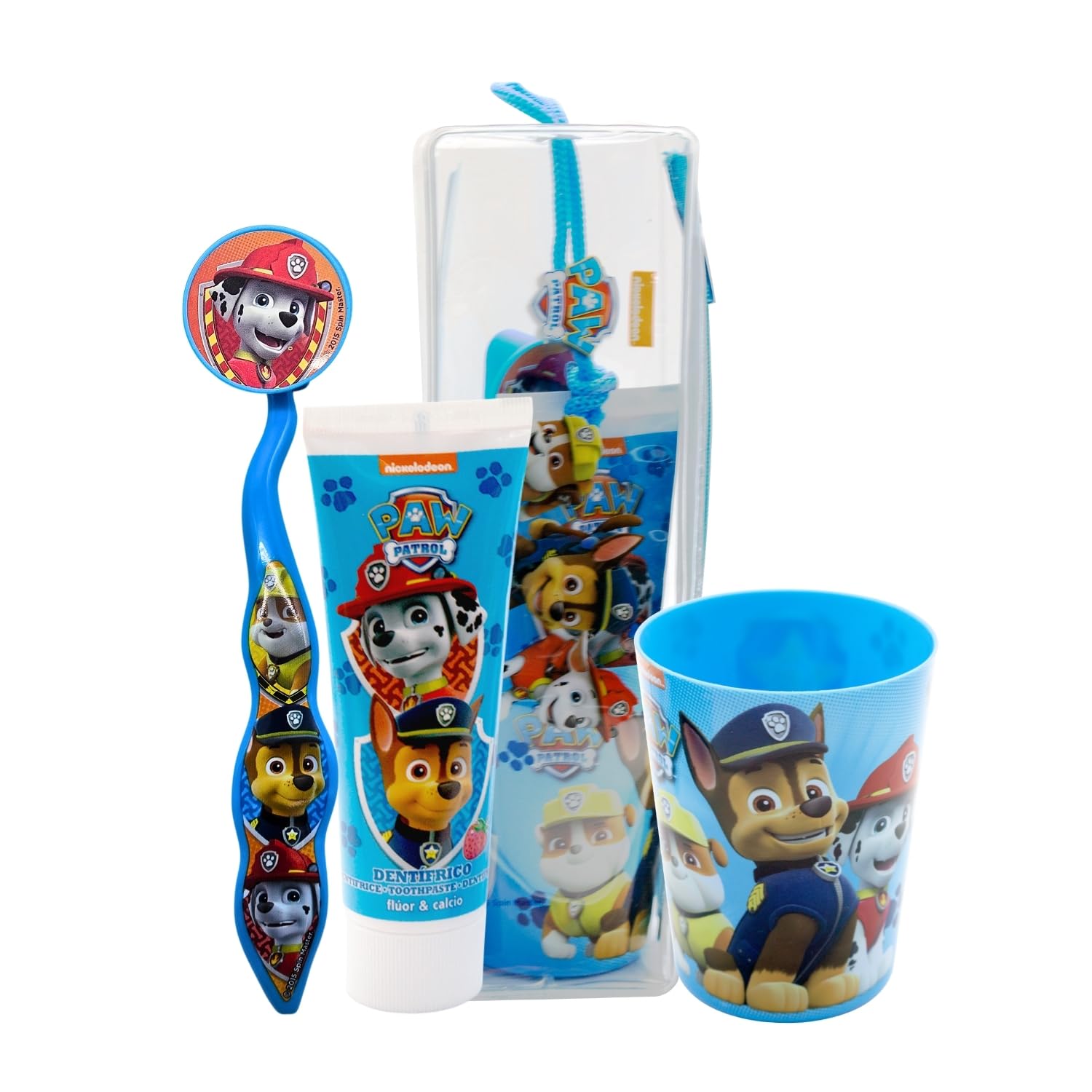 Paw Patrol Kids Toothbrush Set Contains Toothbrush with Protection Cap and Soft Bristles, Strawberry Flavour Toothpaste and Multi-Purpose Beaker for Children 3+