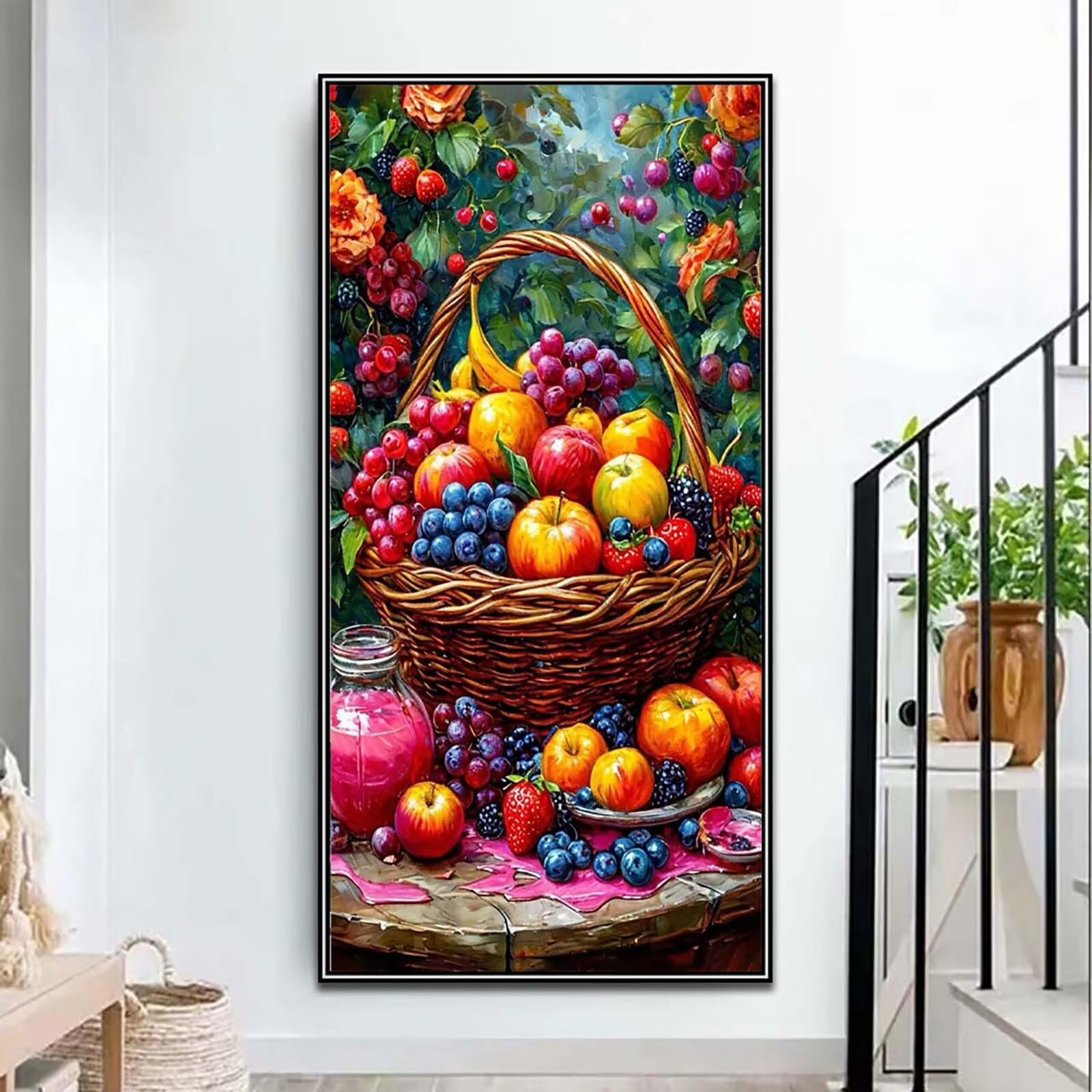 Duży kolorowy obraz diamentowy 70 x 140 cm, rzemiosło dla dorosłych n5w-523 | Duże owoce obraz pełny obraz diamentowy, DIY diamentowe malowanie dorosłych, nowoczesne zdjęcia dekoracja salonu