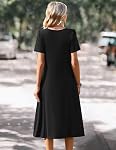 Zeagoo Summer Dress for Women 2026 Casual Floral Sundress with Pockets V Neck Pleated Short Sleeve Beach Vacation Dress