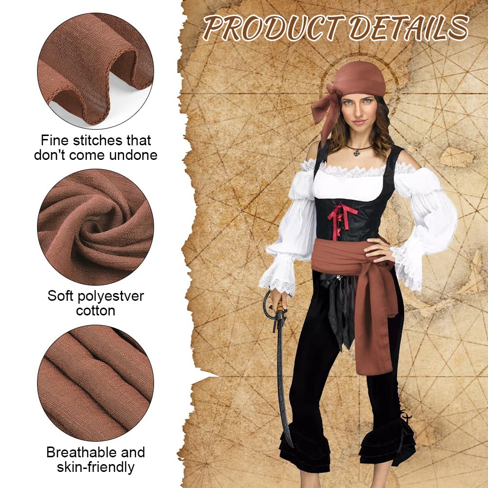 Alaoo 2 Pcs Pirate Costume Accessories Sets, Pirate Captain Accessories with Bandana Sash Belt - Image 4