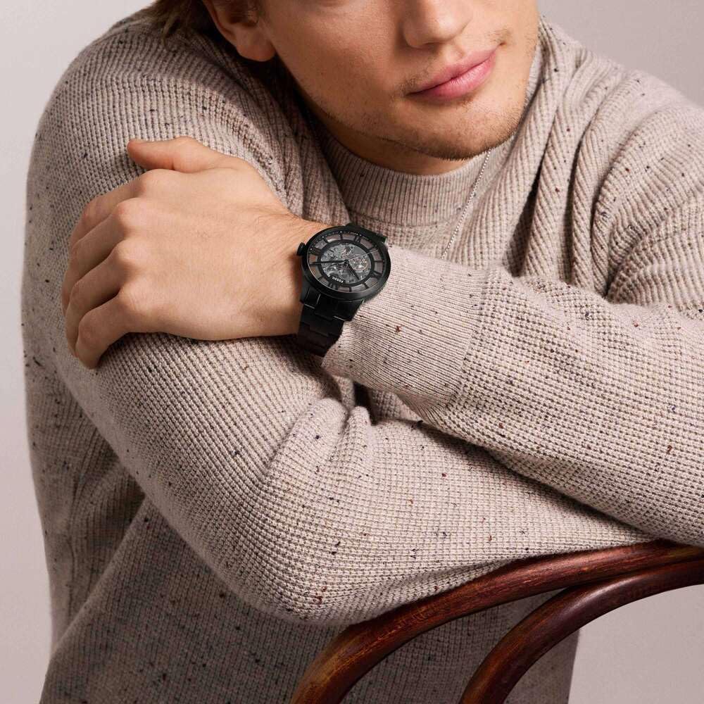 Fossil Reloj Townsman para Hombre, Movimiento automático de Tres Agujas con Correa de Acero o Piel