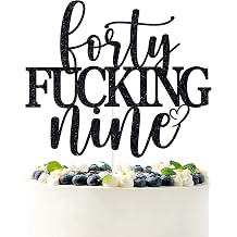 Black Glitter Forty Fu*king Nine Cake Topper, Happy 49th Birthday/Cheers to 49 Years, Funny 49th Birthday Party Decorations Supplies for Women Men