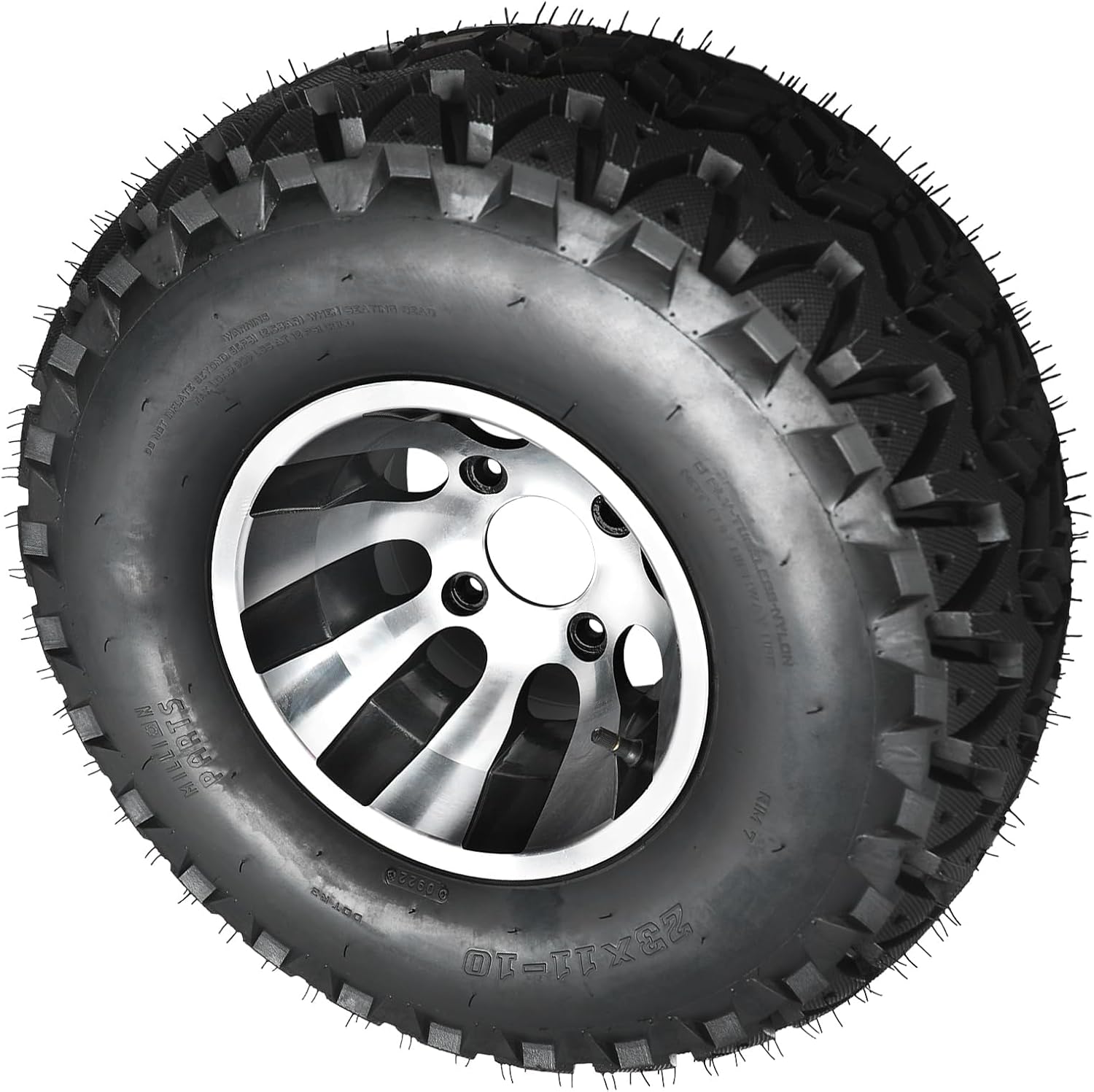 23x11-10 All-Terrain Golf Cart Tire & 10" Aluminum Rim Wheel – 4 Ply Tubeless, 4-Bolt Pattern, for ATV, UTV, Go Kart, Lawn Mower, 4-Wheeler Utility Vehicles (Set of 4)